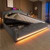 TavilaEcon Boxspringbett Doppelbett mit Stauraum, LED-Beleuchtung und USB-C-Ladeanschluss (1-St), Metallfüße für hohe Belastbarkeit, Samt, ohne Matratze Bild 5