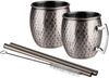 Cocktail-Set MOSCOW MULE 2x Becher, Edelstahl antik inkl. Strohhalme Bild 2