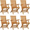 vidaXL Gartenstühle mit Blauen Kissen 6 Stk. Massivholz Teak 3062566 Bild 3