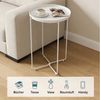 doporro Beistelltisch Couchtisch kleiner Tisch mit 1/2 geflochtenen Ablagen rund Reglo-08, Zwei Materialien zur Auswahl Bild 4