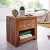 Wohnling Nachttisch aus Sheesham Massiv-Holz 40 x 40 x 30 cm | Nacht-Kommode braun mit 1 Schublade und 1 Ablagefach | Nachtschrank Landhaus-Stil Echt-Holz Bild 4