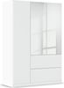 rauch Joel, Kleiderschrank, 3-türig, mit Spiegel, 2 Schubladen, push-to-open, mit 2 Kleiderstangen und 2 Einlegeböden, Farbe Weiß, BxHxT 136x197x54cm Bild 3