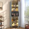 Eckschrank mit LED Beleuchtung, App gesteuert, Lack Spanplatte, 2 Türen + Regal, platzsparend, Kippsicherung, Aufbewahrungsschrank,Grau Bild 3