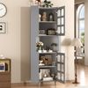 Eckschrank mit LED Beleuchtung, App gesteuert, Lack Spanplatte, 2 Türen + Regal, platzsparend, Kippsicherung, Aufbewahrungsschrank,Grau Bild 5