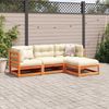 vidaXL 4-tlg. Garten-Sofagarnitur mit Kissen Wachsbraun Kiefernholz 3295815 Bild 3