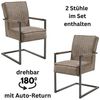 LINDA Schwingstuhl 2er Set mit schwarzem Metallgestell und Microfaser Bezug, Taupe - Bequemer Freischwinger Stuhl für Esszimmer & Küche - 51,5 x 92 x 70 cm (B/H/T) Bild 3