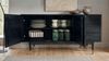 FineBuy Sideboard Akazie Massivholz 160 cm 2 Türen & 3 Schubladen - Massive Retro Kommode in Schwarz - Design Natur Anrichte - Handmade Industrial Bild 4