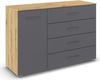 rauch Aditio Box, Kommode, 1-türig, 4 Schubladen, mit Softclose-Funktion, Farbe Grau metallic/Eiche Artisan, BxHxT 120x81x42cm Bild 3