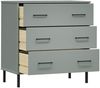 vidaXL Sideboard OSLO mit 3 Schubladen Grau 77x40x79,5 cm Massivholz 350980 Bild 5
