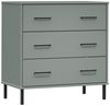 vidaXL Sideboard OSLO mit 3 Schubladen Grau 77x40x79,5 cm Massivholz 350980 Bild 2