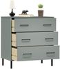 vidaXL Sideboard OSLO mit 3 Schubladen Grau 77x40x79,5 cm Massivholz 350980 Bild 3