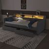 Merax Daybett, 90 x 200cm, Schlafsofa, Tagesbett mit Lattenrost (ohne Matratze), Ambientelicht mit Fernbedienung, Bett mit zwei Schubladen, USB-Ladebuchse, Linen, Grau Bild 3