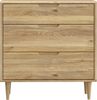 Forte SHERBROOKE Kommode 90, EasyKlix by FORTE, Kommode mit 3 Schubladen, Holzwerkstoff, Mauvella Eiche Holzdekor, hohe Holzfüße, Modern Mid-Century-Stil, 90 cm breit x 93 cm hoch x 43 cm tief Bild 2