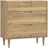 Forte SHERBROOKE Kommode 90, EasyKlix by FORTE, Kommode mit 3 Schubladen, Holzwerkstoff, Mauvella Eiche Holzdekor, hohe Holzfüße, Modern Mid-Century-Stil, 90 cm breit x 93 cm hoch x 43 cm tief Bild 3