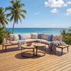 Mendler 'HWC-H54c' Garten-Garnitur mit Beistelltisch, Akazie hellbraun, Kissen Beige Bild 1