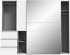 Forte WINN 2 Kleiderschrank 250, moderner Kleiderschrank mit 2 Schwebetüren, 3 Schubladen und Spiegelfront, Holzwerkstoff, Weiß, 249 cm breit x 200,5 cm hoch x 61 cm tief Bild 4