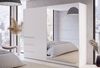Forte WINN 2 Kleiderschrank 250, moderner Kleiderschrank mit 2 Schwebetüren, 3 Schubladen und Spiegelfront, Holzwerkstoff, Weiß, 249 cm breit x 200,5 cm hoch x 61 cm tief Bild 2