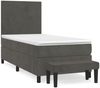 vidaXL Boxspringbett mit Matratze Dunkelgrau 90x200 cm Samt 3137702 Bild 2