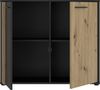 Forte CARDIGAN Kommode 100, moderne Kommode, 2-türig mit Lamellendesign, Wohn-/Schlafzimmer, Artisan Eiche Holzdekor|Schwarz, 95,8 cm breit x 82,3 cm hoch x 34,3 cm tief Bild 4