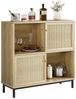 GarveeMore Beistellschrank Buffetschrank mit Stauraum, Rattan-Sideboard, Schiebetür Bild 5