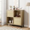GarveeMore Beistellschrank Buffetschrank mit Stauraum, Rattan-Sideboard, Schiebetür Bild 2