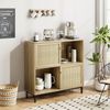 GarveeMore Beistellschrank Buffetschrank mit Stauraum, Rattan-Sideboard, Schiebetür Bild 3