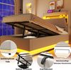Polsterbett mit LED-Streifen, Stauraum, Schrank, USB und Type-C, 90x200 cm, gepolsterter Kopfteil mit Schrank, Einzelbett, Stauraumbett, Leinen Bild 4