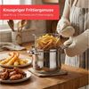 BIG-PAN Frittiertopf Pommestopf 3,5 L Edelstahl Fritteuse mit Frittierkorb und Glasdeckel, Edelstahl (Pommes-Frittierer Stielkasserolle, Kochtopf Universaltopf Kasserolle), Frittöse Topf für Pommes Bild 4