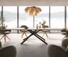 Esstisch Edge 300x100 Keramik Laminam® Sabbia Eichefarbig Kreuzgestell Rechteck Schwarz Bild 2
