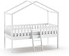 Hausbett mit Leiter Kapua 209x120x202 Kinderbett Massivholz Weiß Bild 2