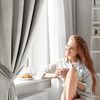 Eurofirany Vorhang Set von 2 Vorhänge aus Velvet, Samtvorhänge ANTARA, Ösen, Wohnzimmer Blickdichte Vorhänge Ösen Fensterdekoration Bild 1