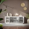 Sideboard >Siena< 4 Türen, Soft-Close, Weiss Lack matt / Beton-Optik - 207x80x50 (BxHxT) Bild 3