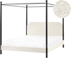 Himmelbett Bouclé DANNEMOIS 160 x 200 cm Cremeweiß Bild 1