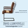 KHG 4er Set Esszimmerstühle mit Armlehnen Bezug aus Mikrofaser Braun | Freischwinger bis 110 kg - Küchenstuhl, Schwingstuhl, Polsterstuhl mit Schaumstofffüllung und Wellenfederung Bild 4