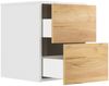 Design Nachttisch Concepto S 40cm hängend, 2 Pushauszüge Weiß Hgl Eiche : Weiss hochglanz / Eiche Gold Bild 4