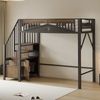 Hochbett aus Metall mit Staumtreppe & Sicherheitsgitter, 90x200 cm, Schwarz, ohne Matratze Bild 3
