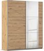 rauch Kleiderschrank, Schwebetürenschrank KRONACH, 2-türig, 1 Spiegeltüre teilaufgelegt, inkl. Schubkasteneinsatz und Türdämpfer, Eiche Artisan, 175 x 210 x 59 cm Bild 3