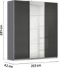 rauch Kleiderschrank, Schwebetürenschrank KULMBACH, 3-türig, 1 Spiegeltüre, inkl. Türdämpfer und weiterem Zubehör, Hochglanz Effektgrau/Grau metallic, 203 x 231 x 62 cm Bild 4
