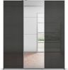 rauch Kleiderschrank, Schwebetürenschrank KULMBACH, 3-türig, 1 Spiegeltüre, inkl. Türdämpfer und weiterem Zubehör, Hochglanz Effektgrau/Grau metallic, 203 x 231 x 62 cm Bild 2