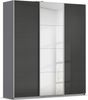 rauch Kleiderschrank, Schwebetürenschrank KULMBACH, 3-türig, 1 Spiegeltüre, inkl. Türdämpfer und weiterem Zubehör, Hochglanz Effektgrau/Grau metallic, 203 x 231 x 62 cm Bild 3