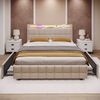 Polsterbett mit LED, Ladefunktion & 4 Schubladen, 140x200 cm, Beige, ohne Matratze Bild 2