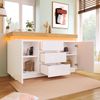 Sideboard B 140 x T 39 x H 81 cm, Hochglanz in Weiß mit 2 Türen, 3 Schubladen und LED-Beleuchtung Bild 4