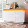 Sideboard B 140 x T 39 x H 81 cm, Hochglanz in Weiß mit 2 Türen, 3 Schubladen und LED-Beleuchtung Bild 2