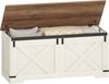 Schuhbank, Sitzbank mit Stauraum, Sitztruhe mit 2 Stabilen Scharnieren, Aufbewahrungsschrank, Scheunenstil, 40 x 109 x 48,5 cm, für Eingangsbereich, Schlafzimmer, Weiß Braun Bild 2
