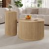 Rundes Couchtisch-Set 2-teilig mit modernem 3D-Streifenmuster, Wohnzimmer Beistelltisch Kombination, stabil & pflegeleicht Bild 3