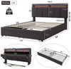 Celya Polsterbett 140x200 cm mit LED-Beleuchtung, Hydraulisch Stauraumbett mit Bettkasten, mit Schubladen und Staufacher,Verstaubares Kopfteil aus Schaum,Leinen Bild 4