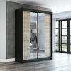 Schwebetürenschrank NEO 2-türig Schrank 160 cm (mit Spiegel) Farbe: Schwarz , sonoma Bild 2