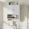 Wandmontierter Badezimmerschrank Weiß,mit Regal,Spritzwassergeschützt Spanplatte,höhenverstellbare Einlegeböden,Handtuchhalter Bild 3