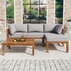 Garten-Loungestuhl-Set (3-teilig), Akazienrahmen, graue Seilarmlehnen, L-förmiges Gartenmöbel-Set mit verstellbaren Beinen, 2 Zweisitzer und 1 Tisch Bild 2