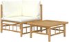 vidaXL 2-tlg. Garten-Lounge-Set mit Cremeweißen Kissen Bambus 362299 Bild 2
